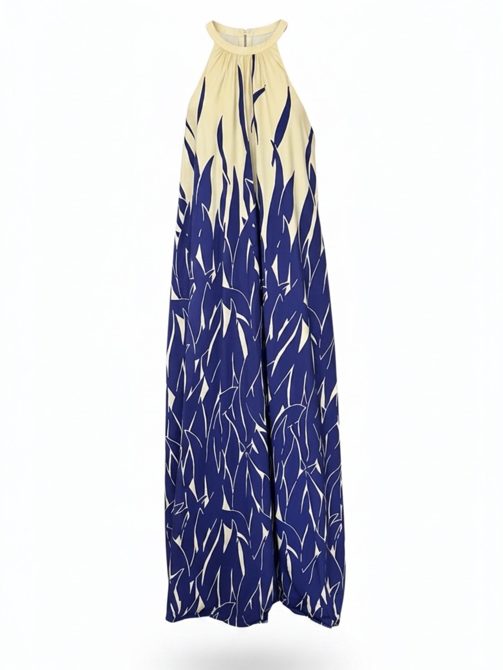 Psophia Cotton Halter Dress Blue Cream